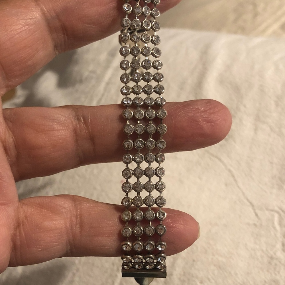 Sterling silver bracelet with Rhinestone Multi-Row - Picture 3 of 5